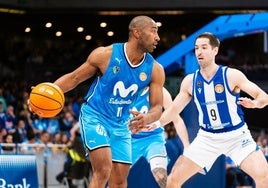 Duelo. Mikel Motos defiende a Jayson Granger en el último enfrentamiento disputado esta temporada en Madrid.