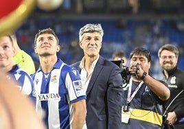 Imanol Alguacil junto a Martin Zubimendi.