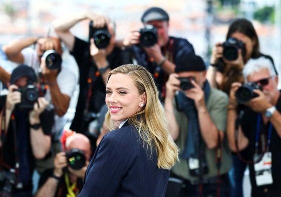 Scarlett Johansson, este miércoles en la alfombra roja de Cannes.