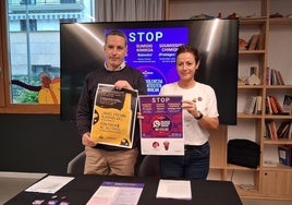 Josu Iguiñiz y Maite Cortina presentaron las acciones preventivas ayer, en la Casa de las Mujeres.