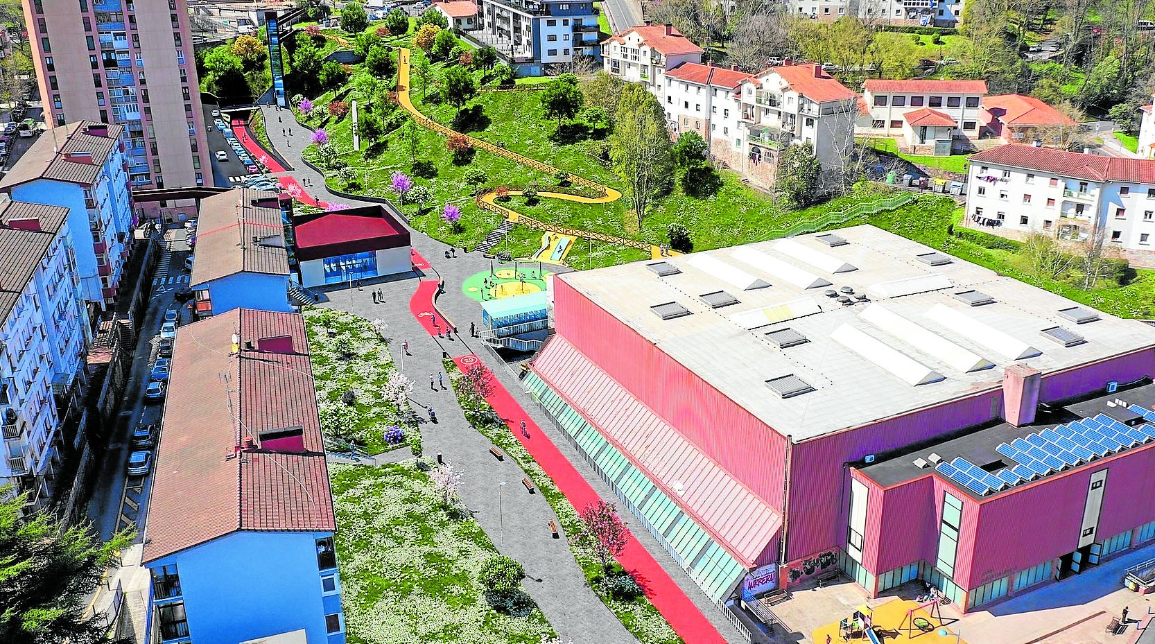 El soterramiento de la línea de ferrocarril permitirá ganar grandes espacios y crear un amplio parque en Galtzaraborda.