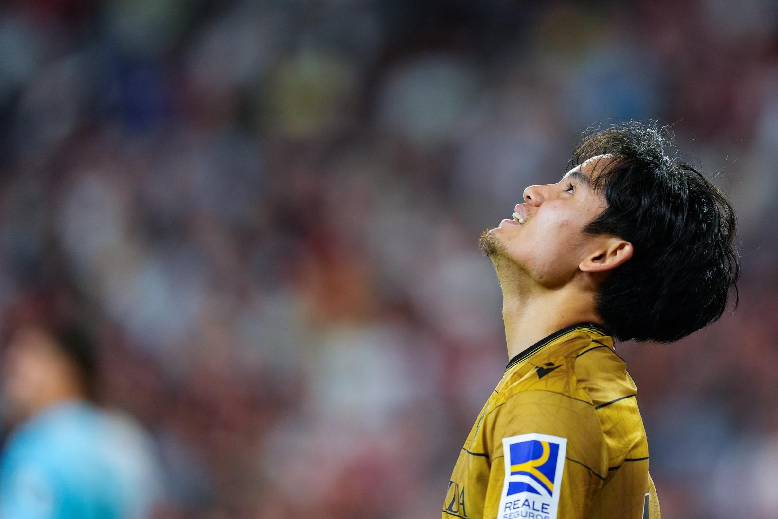 Take Kubo durante un partido con la Real Sociedad esta temporada.