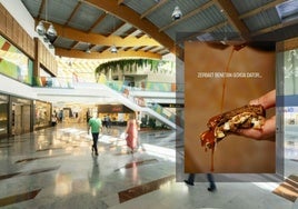 Vista del centro comercial Urbil y uno de los bocados que ofertará el restaurante Baskir.