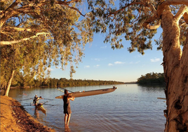 Varios remeros embarcan en el río Fitzroy, en Queensland, Australia.