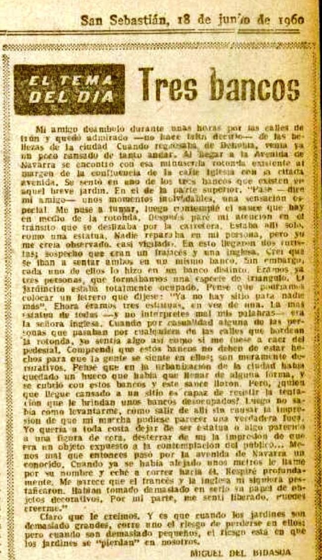 Artículo que apareció en EL DIARIO VASCO el 18-VI-1960.