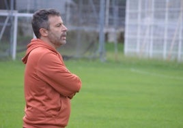 David Muñoz, en Berazubi, durante uno de los partidos de su equipo durante la temporada.