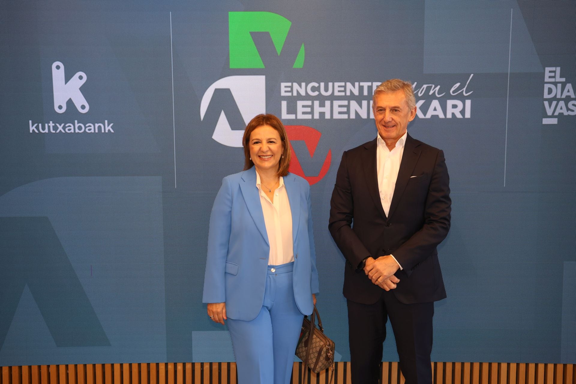 Tamara Yagüe (presidenta de Confebask) junto a Kepa Badiola (Caixabank).