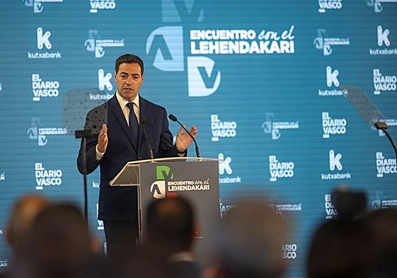 Imanol Pradales, durante su discurso en El Diario Vasco.
