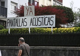 Cartel de protesta en Andoain contra el ruido de la N-I a su paso por la localidad.