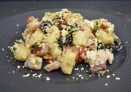 Receta de ensalada de patata, pulpo y langostino