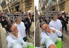 Una turista americana se une a una protesta contra el turismo en San Sebastián: «Fue incómodo»