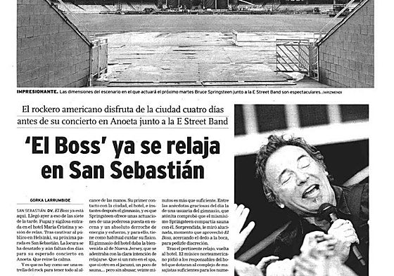 Bruce Springsteen, durante su concierto en Anoeta en 2008.