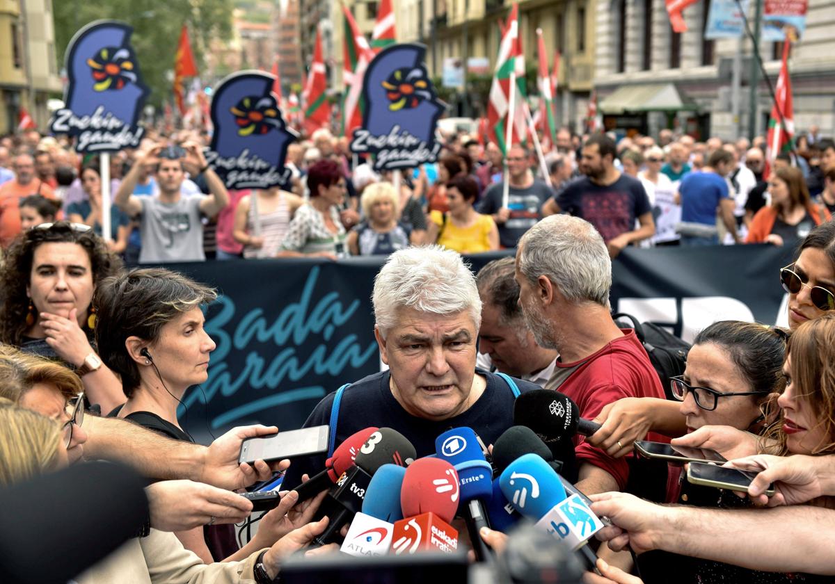 José Antonio López Ruiz, 'Kubati', en una movilización por los presos en Bilbao en 2021.