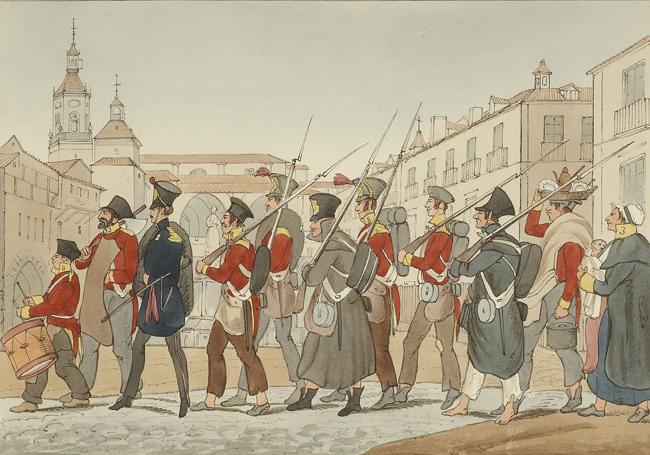 La Legión Auxiliar Británica a su paso por Vitoria. Por J. W. Giles Museo Zumalakarregi