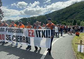 La manifestación que se celebró en fechas recientes en Legasa, contra el cierre.
