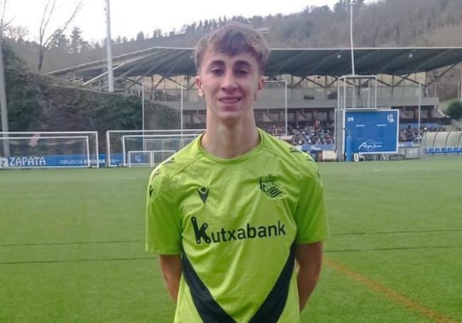 Rodrigo García 'Fati', en un entrenamiento con la Real Sociedad el pasado enero