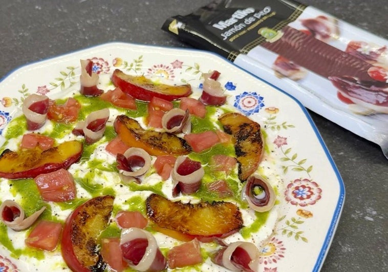 Receta de ensalada de burrata y jamón de pato