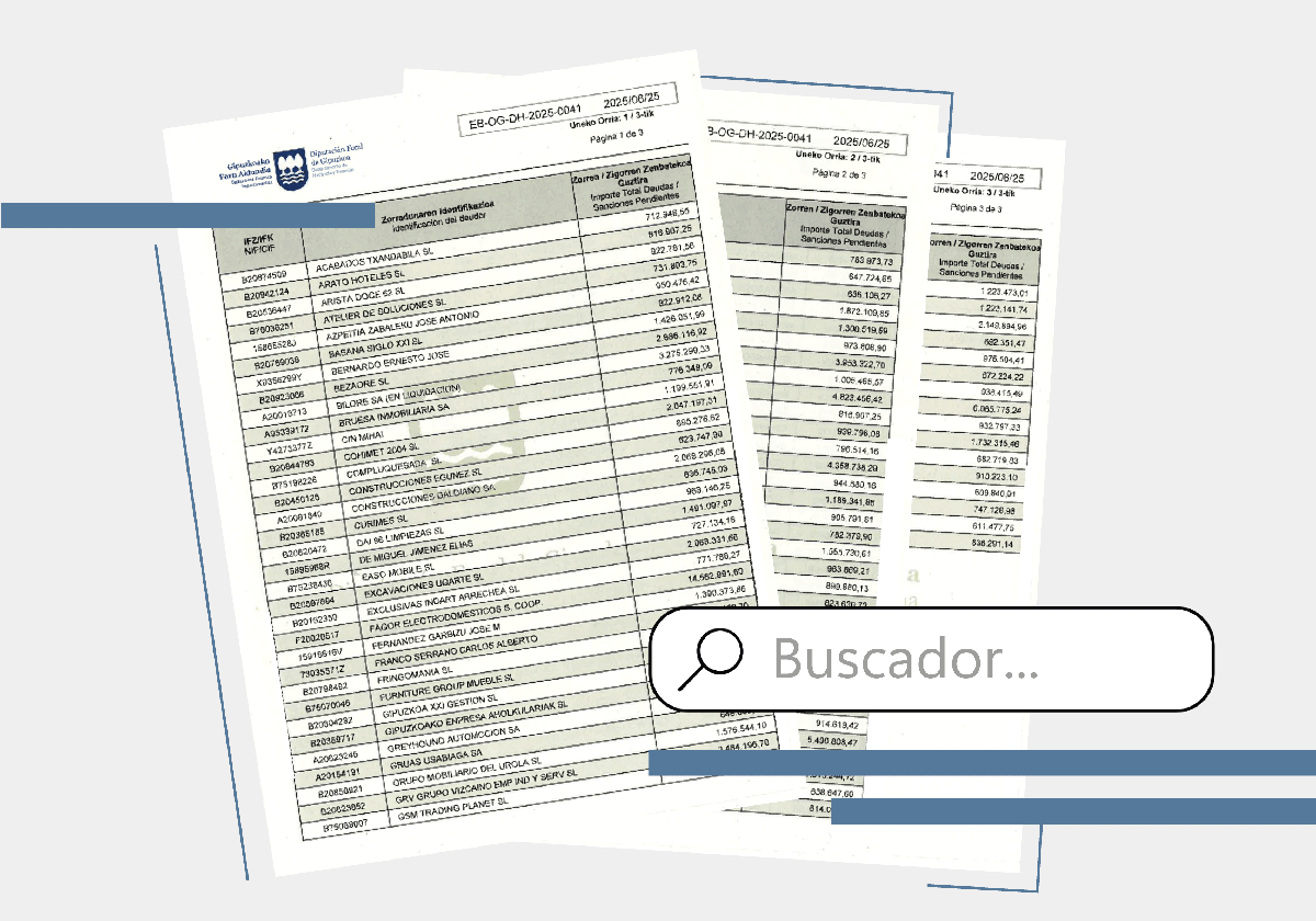 Consulta la lista de grandes morosos con la Hacienda de Gipuzkoa