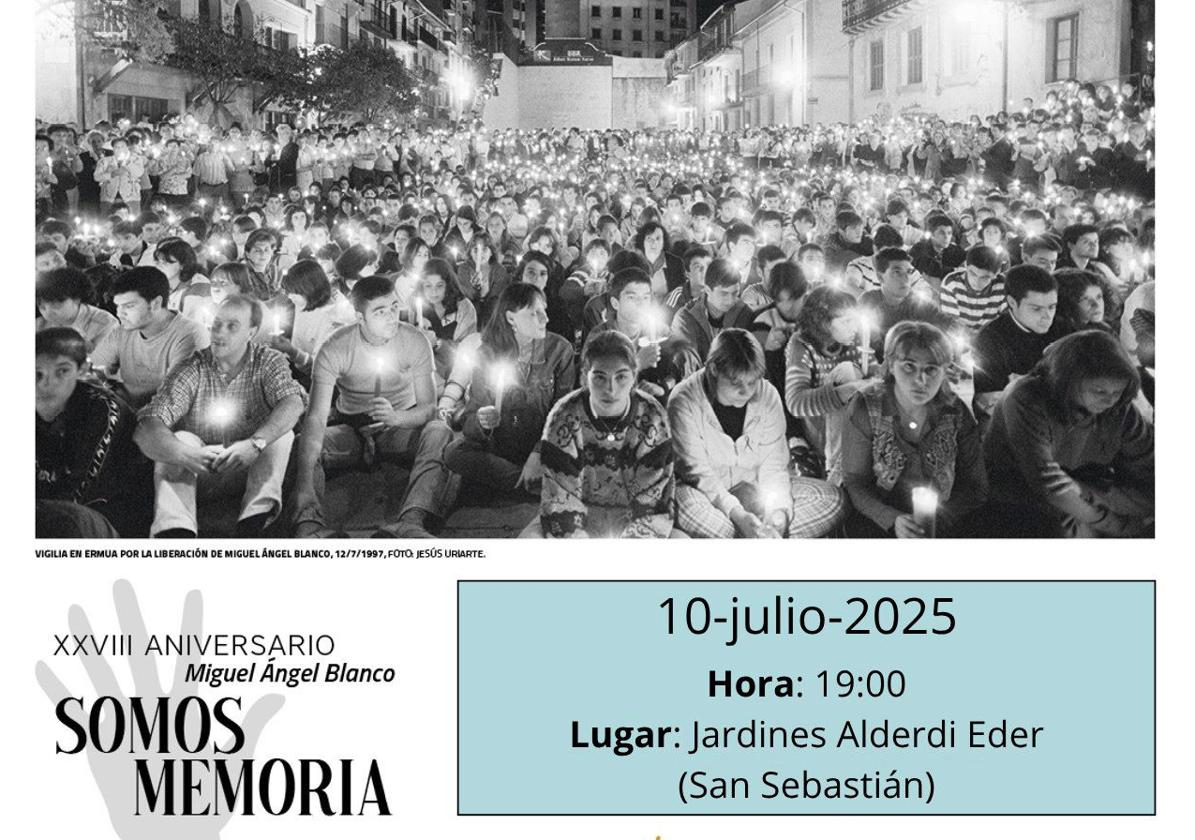 Cartel de la campaña de homenaje en el 28 aniversario del secuestro y asesinato de Miguel Ángel Blanco.