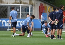 Entrenamiento de la Real ayer en Zubieta.