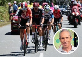 Etapa del Tour de este pasado viernes y, en detalle, la imagen del periodista Carlos de Andrés.