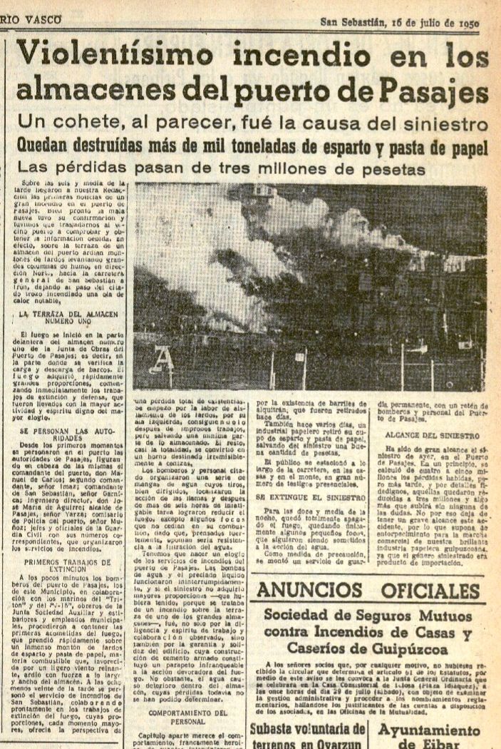Artículo completo que ofreció EL DIARIO VASCO el 16-VII-1950.