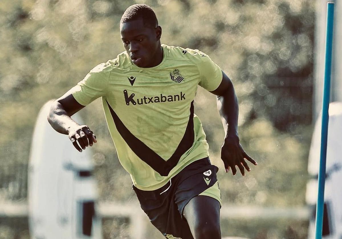 Camara, en un entrenamiento en Zubieta.
