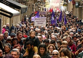 Movilización por el Día contra la violencia de género en Donostia.