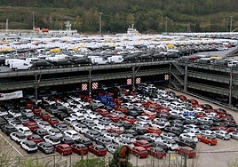 Silo de coches en el Puerto de Pasaia, uno de los principales centros logísticos de exportación.
