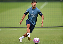 Zubimendi en su primer entrenamiento con el Arsenal