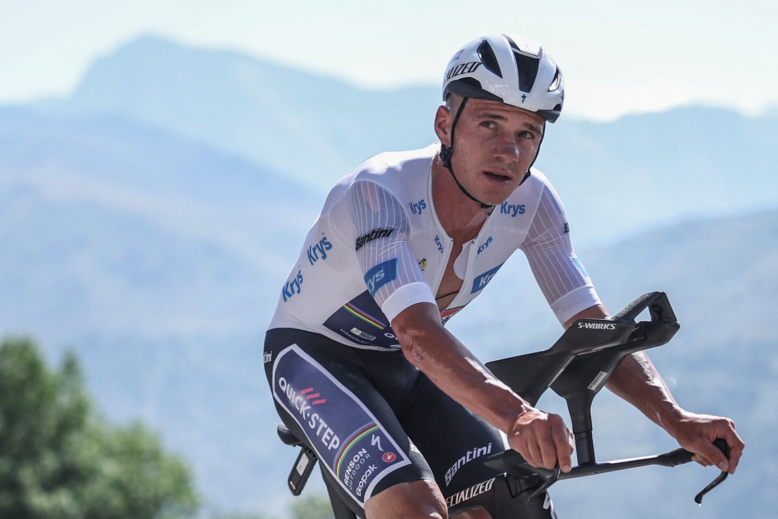 Remco Evenepoel al finalizar la cronoescalada de Peyragudes.