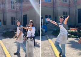 Dos momentos de la grabación de MasterChef en el palacio Miramar de San Sebastián.
