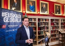 El lehendakari, Imanol Pradales, durante su viaje en EE UU el pasado mes de marzo.