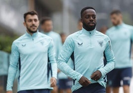 Iñaki Williams durante un reciente entrenamiento con el Athletic Club.