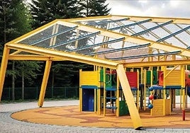 Cubierta proyectada para una de las cuatro zonas de juegos infantiles de la plaza Sagastieder de Intxaurrondo.