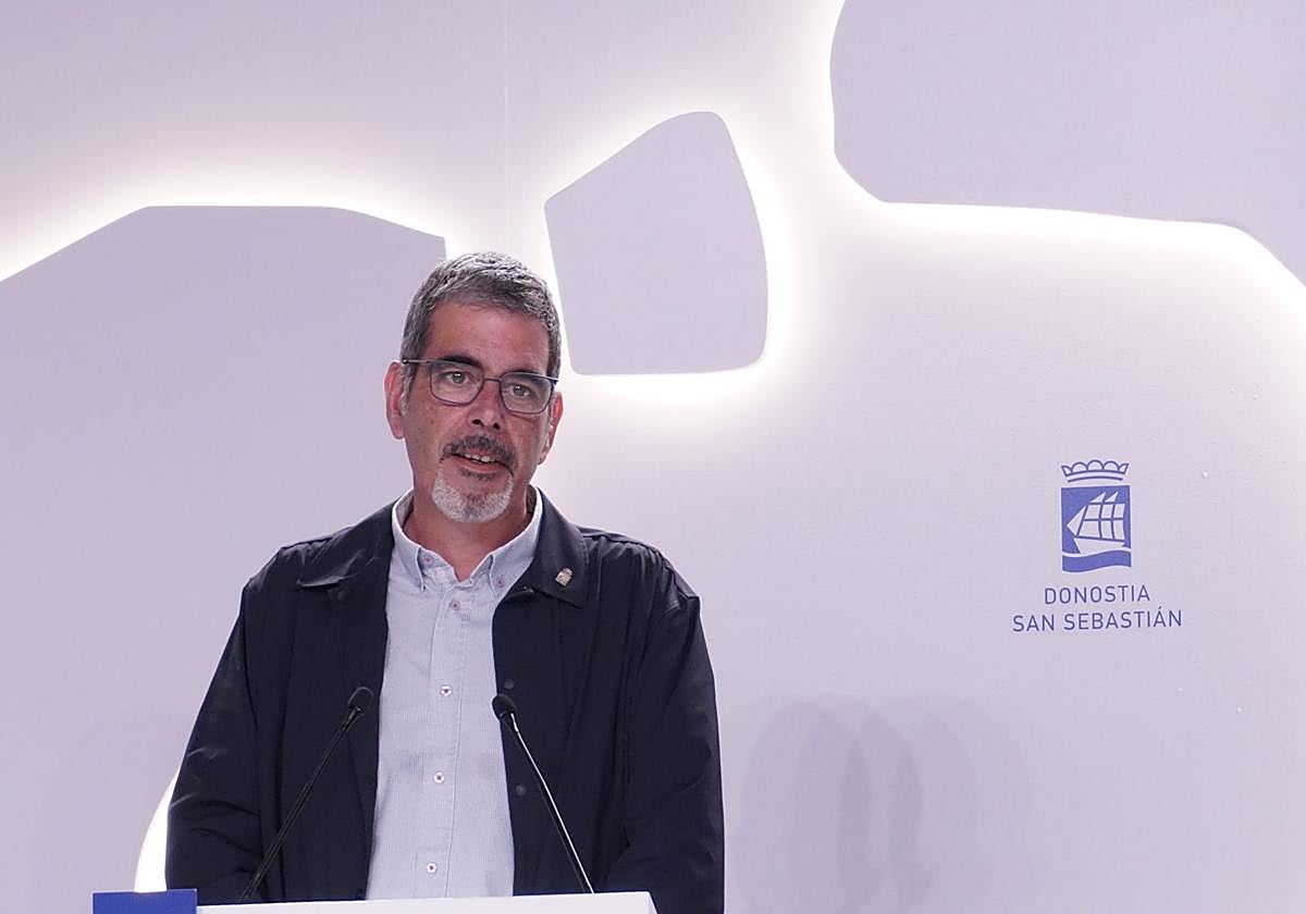 Eneko Goia, este martes en su comparecencia semanal en el Ayuntamiento donostiarra.