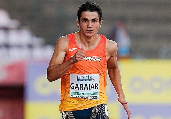 Ander Garaiar durante la disputa de la final de los 100 metros.