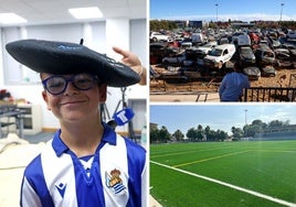 Aitor Arnal visitó DV junto a su familia para celebrar la reconstrucción de su campo en Benetússer, convertido en un desguace de coches tras la DANA