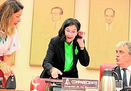 La presidenta de la CNMC, Cani Fernández, durante una comparecencia.