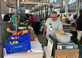 Mesa de Elosegi con la oferta de fruta especializada en manzana del país.