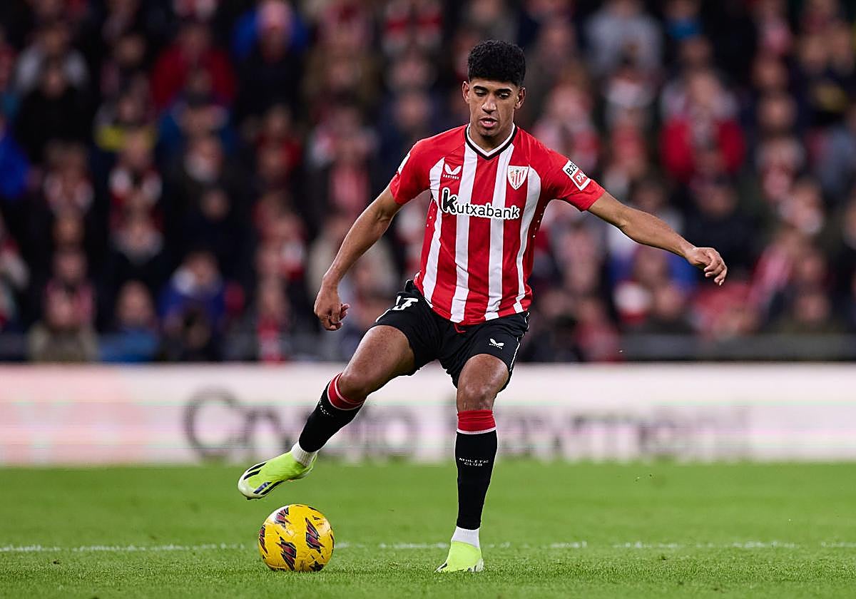 Adu Ares, durante un partido en San Mamés contra el Barcelona.