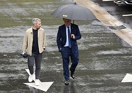 Bretos y Aperribay, durante un entrenamiento en Zubieta