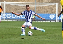 Pacheco, durante el amistoso ante el Pau