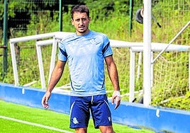 Mikel Oyarzabal, durante el entrenamiento de ayer en Zubieta.