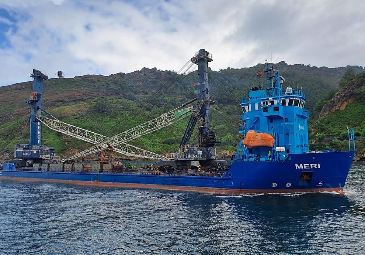 Las dos grúas entraron en el puerto a bordo del mercante 'Meri'.