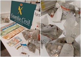 Dinero incautado a un pasajero estadounidense en el aeropuerto de Bilbao.