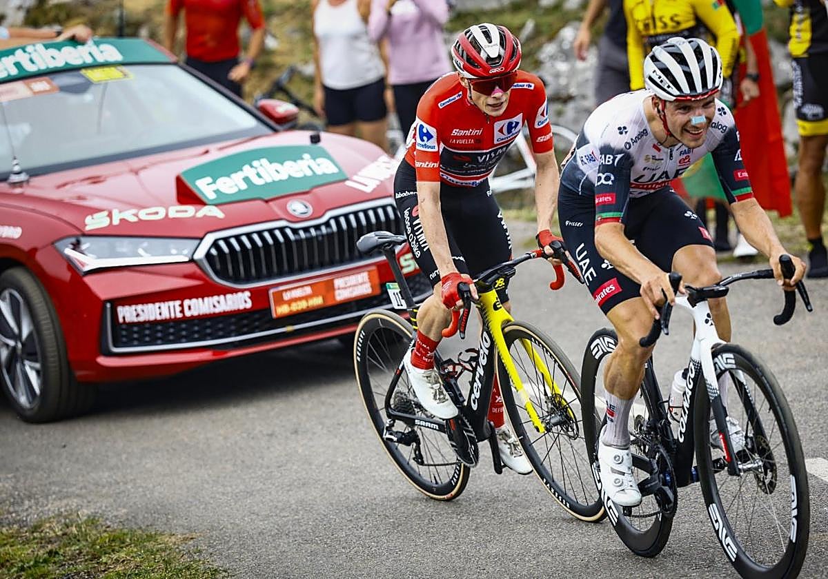 Vingegaard sufrió mucho para sujetar a Almeida en los puertos asturianos.