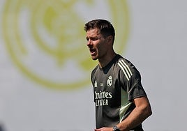 Xabi Alonso ayer en Valdebebas.