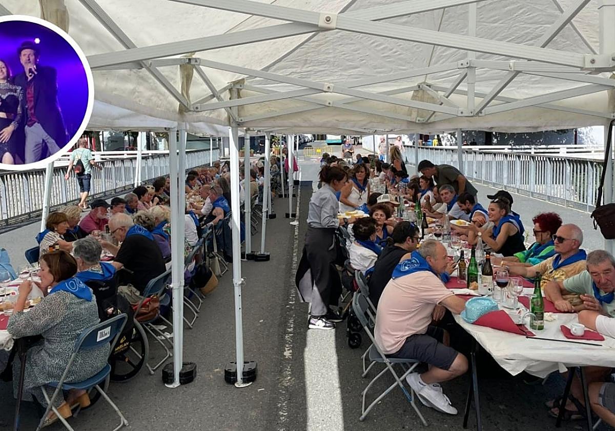Berazubi, siempre festivo. De Lugo vinieron los sabineros. 140 personas comieron en ese puente que les unió con el pueblo.