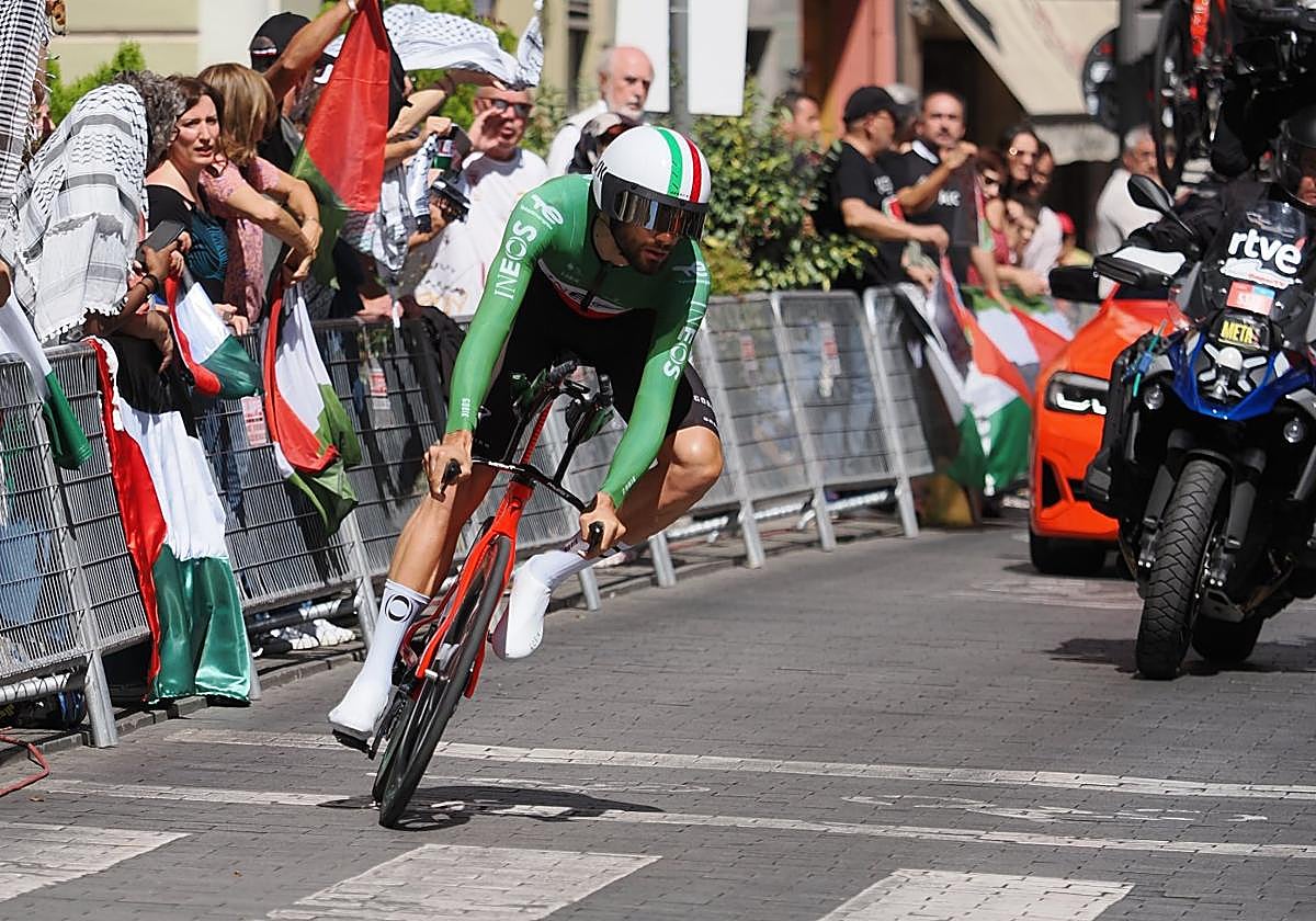 Ganna voló en los kilómetros finales para hacerse con la crono de Valladolid, reducida por motivos de seguridad.